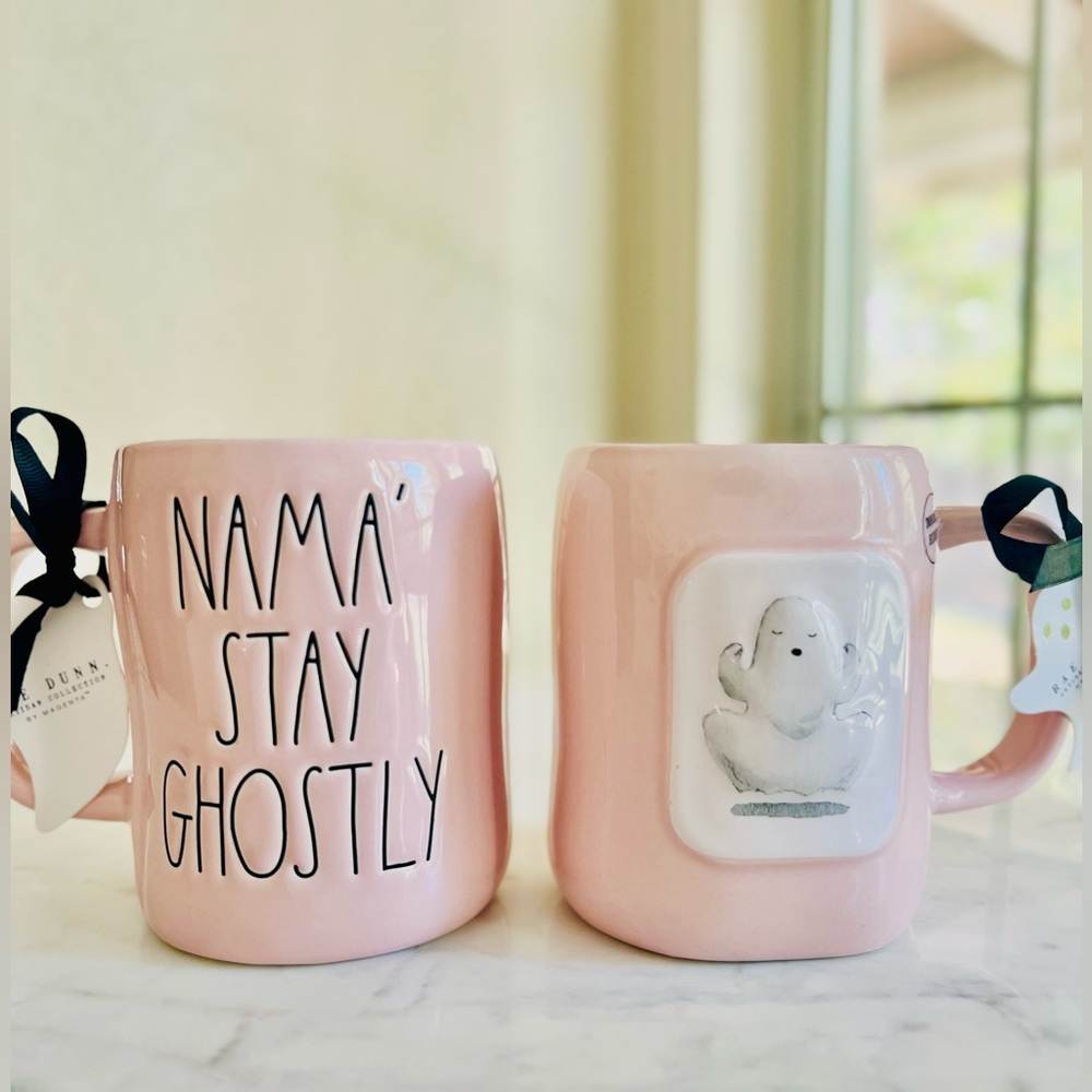 Rae Dunn Pink 'Nama Stay Ghostly' Mug Set